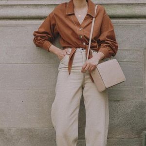 Zara camel crop shirt